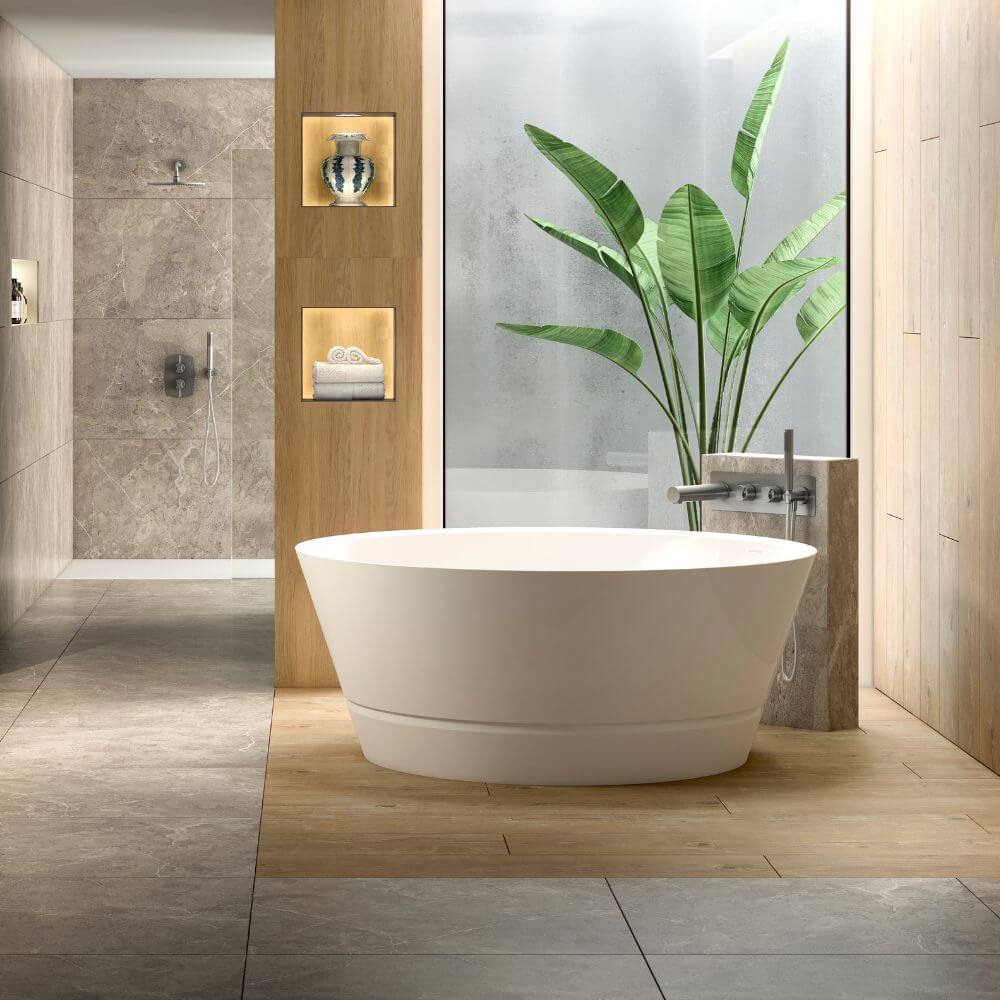 Taizu Freestanding Bath in bathroom setting