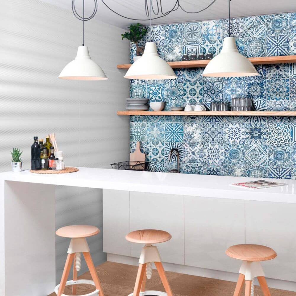 White Spike Tiles in Kitchen