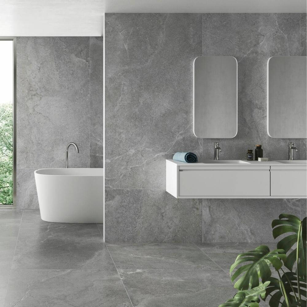 Lucca grey soft 90x90 in bathroom 1