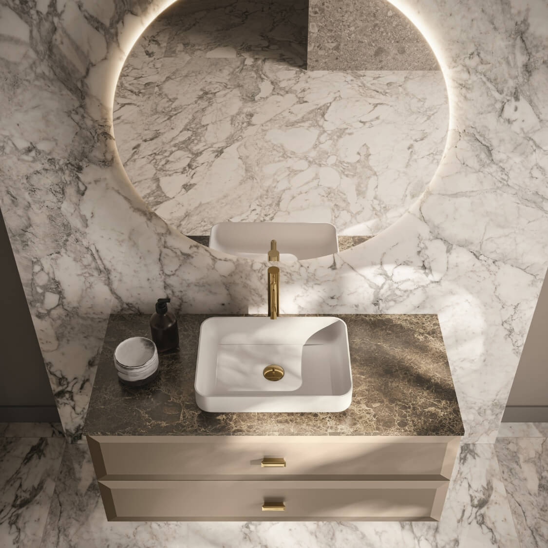 Mako Cream Vanity Unit with Marble Top