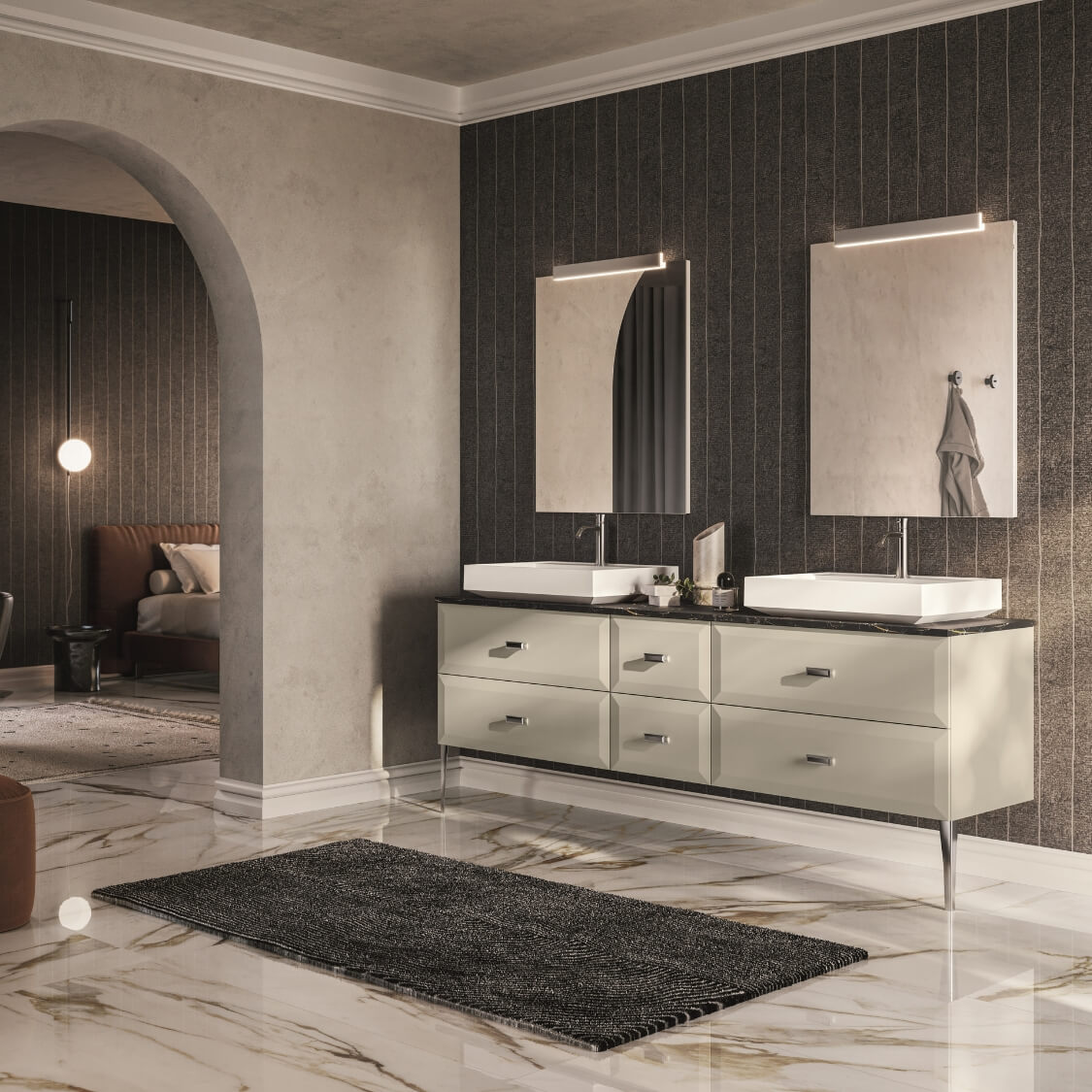 Mako Cream Vanity unit with Countertop Basin