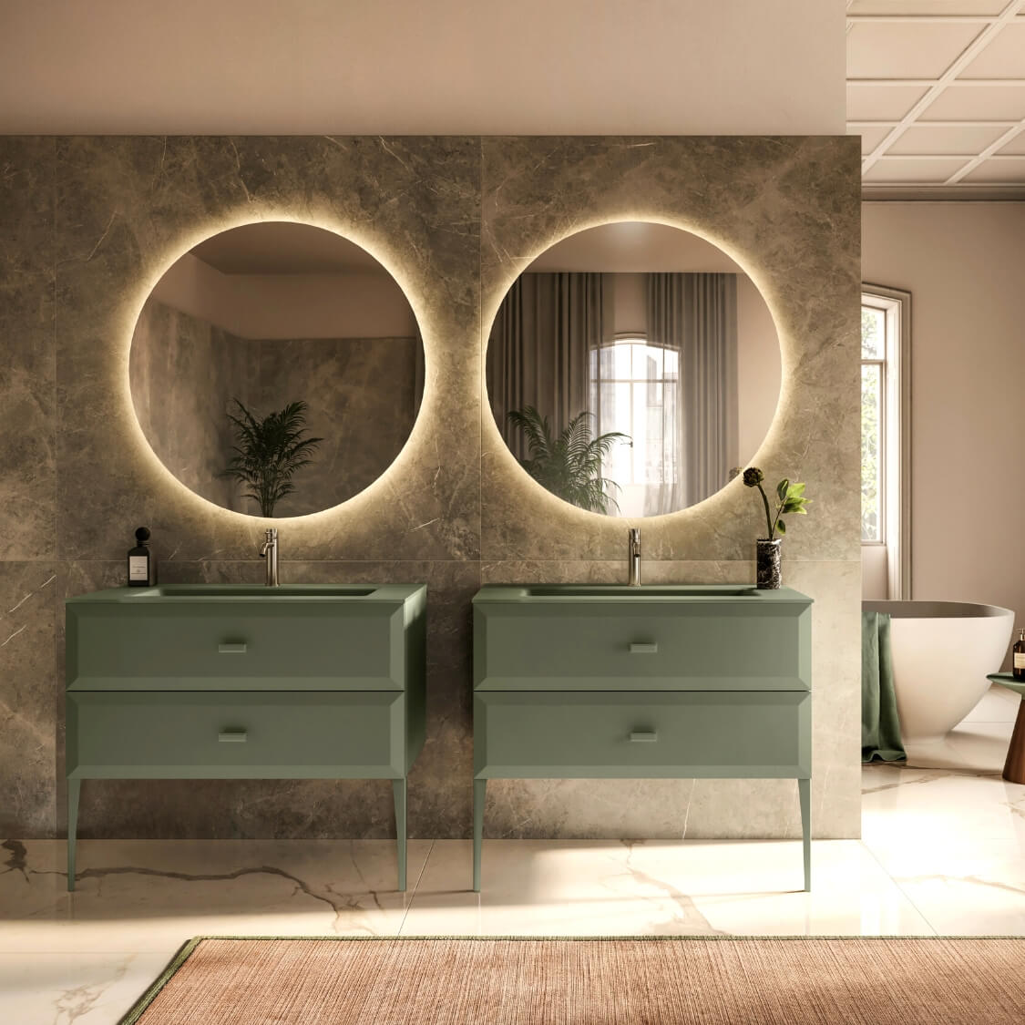 Mako Green Vanity Unit with Mirror