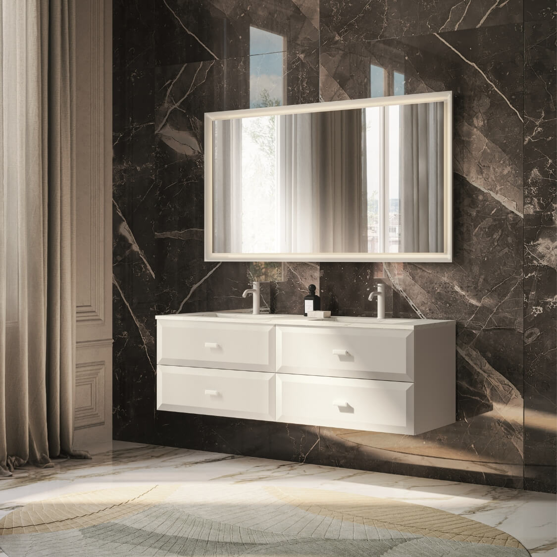 Mako White Double Vanity Unit